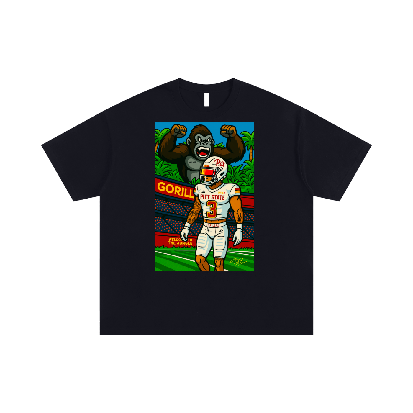 Shirt ,Top,Oversized,Boxy,Jaylen,Fuksa,Pitt State,Gorillas,Cartoon
